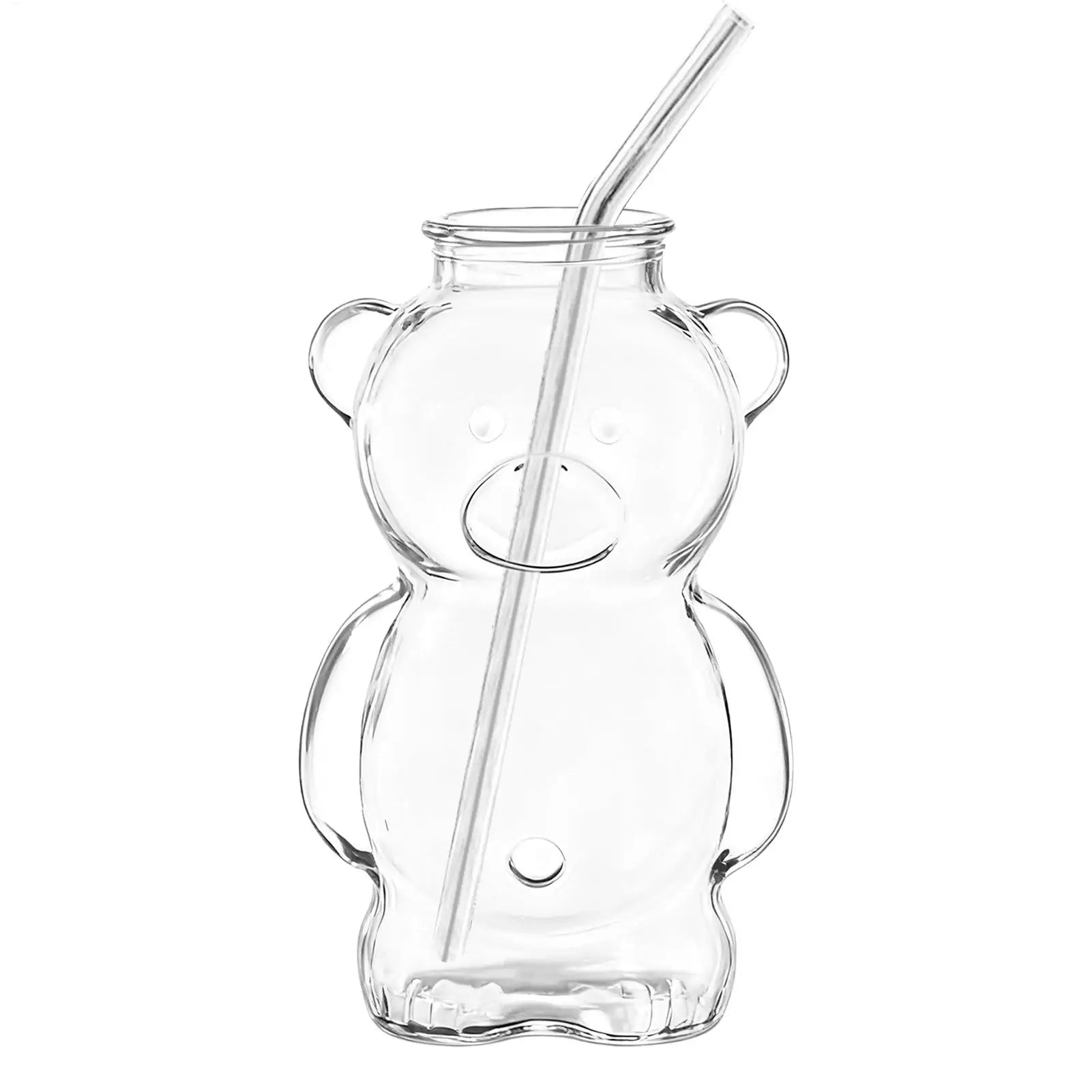 Glass Coffee Cups Reusable Bear Glassware 320ml Cute Glass Cups Coffee Drinkware for Iced Hot Milk Juice Water Cocktail Beer Zpaxo
