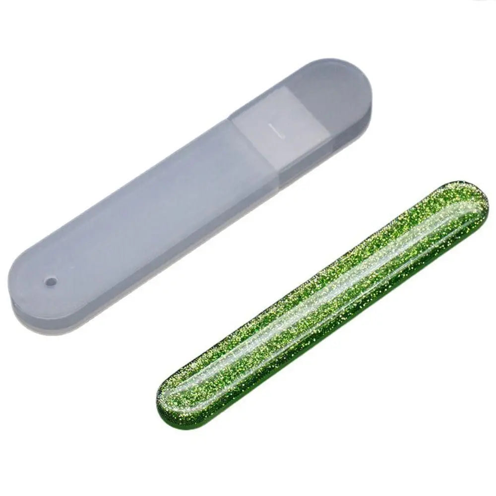 1Pcs Nano Glass Nail File Polisher Salon Manicure Tool Nail Polishing Strip with Storage Case Nail Art Polish Manicure Zpaxo green