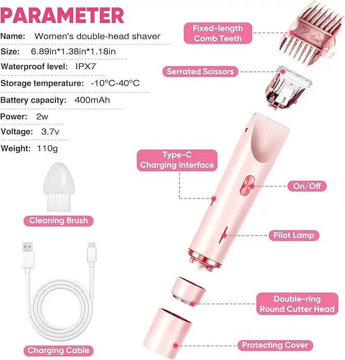 Electric Shaver Woman Double Head Dual Purpose Female Razor Body Zpaxo