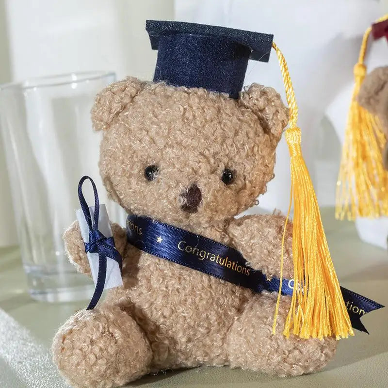 Stuffed Graduation Bear 5.1 Inch Plush Bear With Hat And Certificate Graduation Souvenir Animal Desktop Ornament For Zpaxo