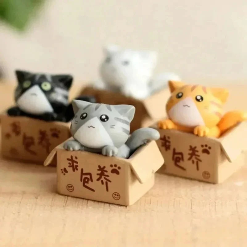 4pcs Mini Cat Ornament Garden Kitten Statue Gift For Kids Children Baby Room Cute Kawaii Toy Miniature Figurines Home Decoration Zpaxo