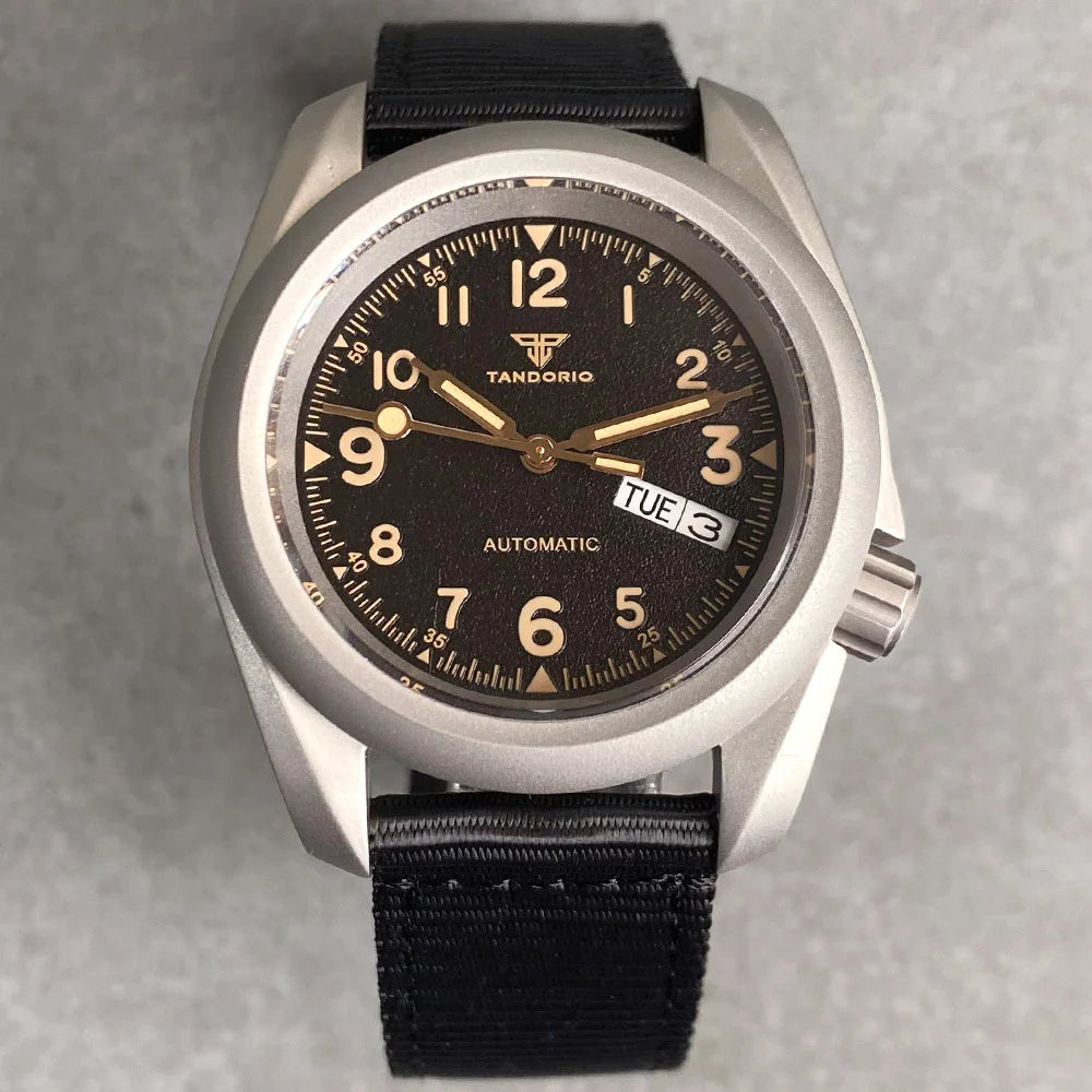 Tandorio Vintage Military Men's Field Watches Frosted Case 200m Waterproof Sapphire Glass NH36 Automatic Mechanical Man Watch Zpaxo