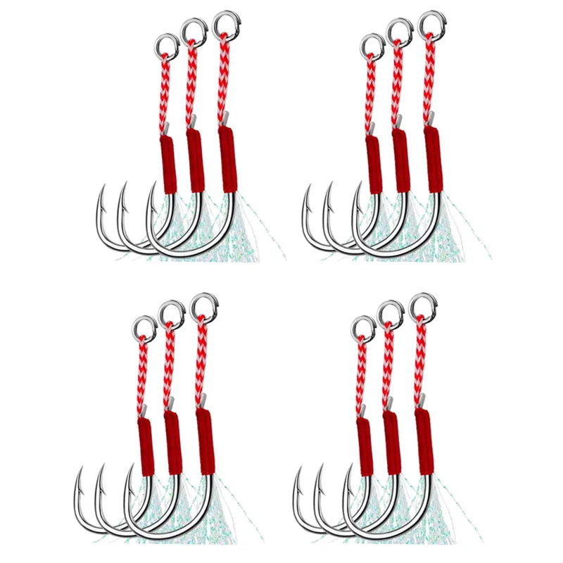 Carbon Steel Barbed Single Jig Hooks – Thread Feather Fishing Lure
