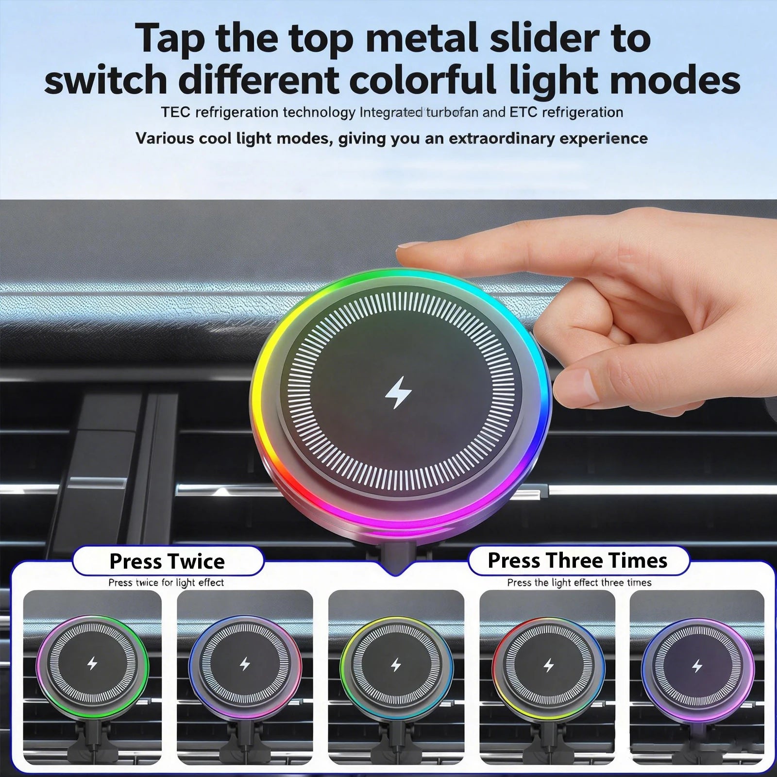 UYUXIO Magnetic Wireless Car Charger TEC Refrigeration Function 15W