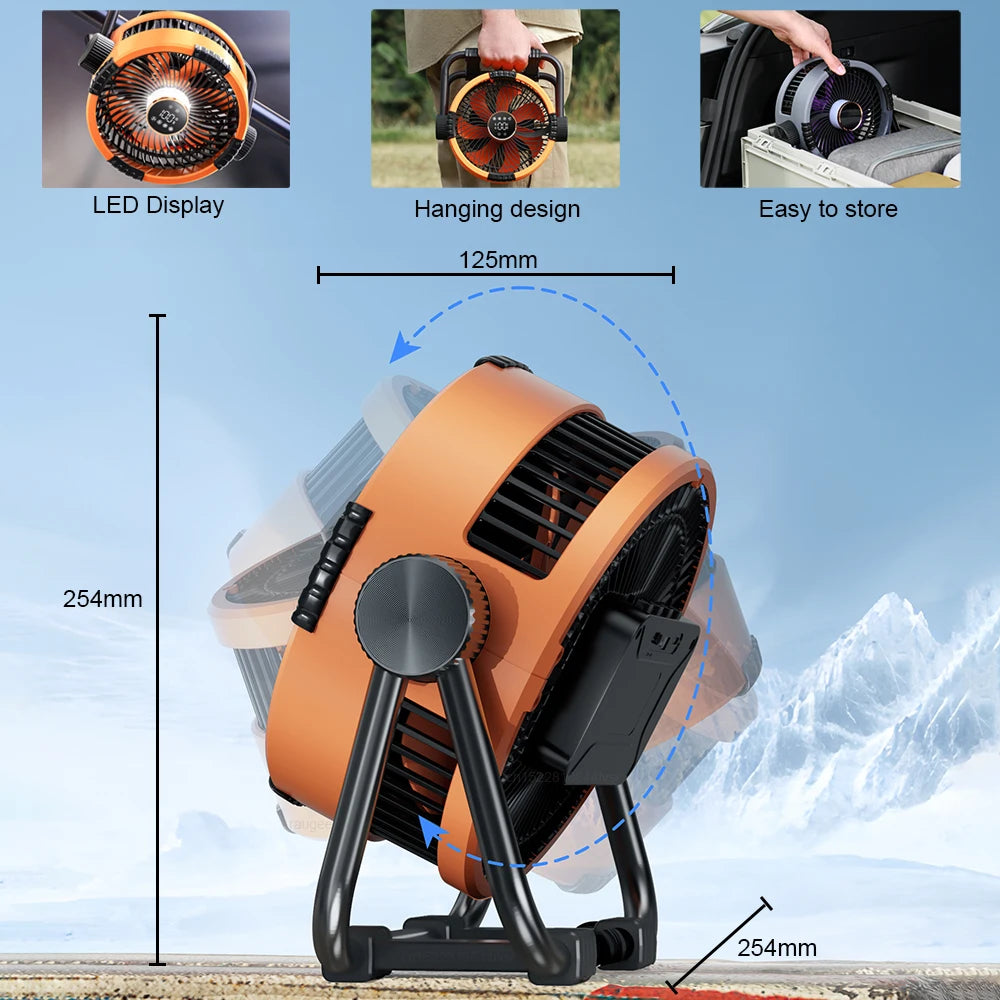 Camping Fan 20000mAh Rechargeable Battery Wireless Portable Outdoor