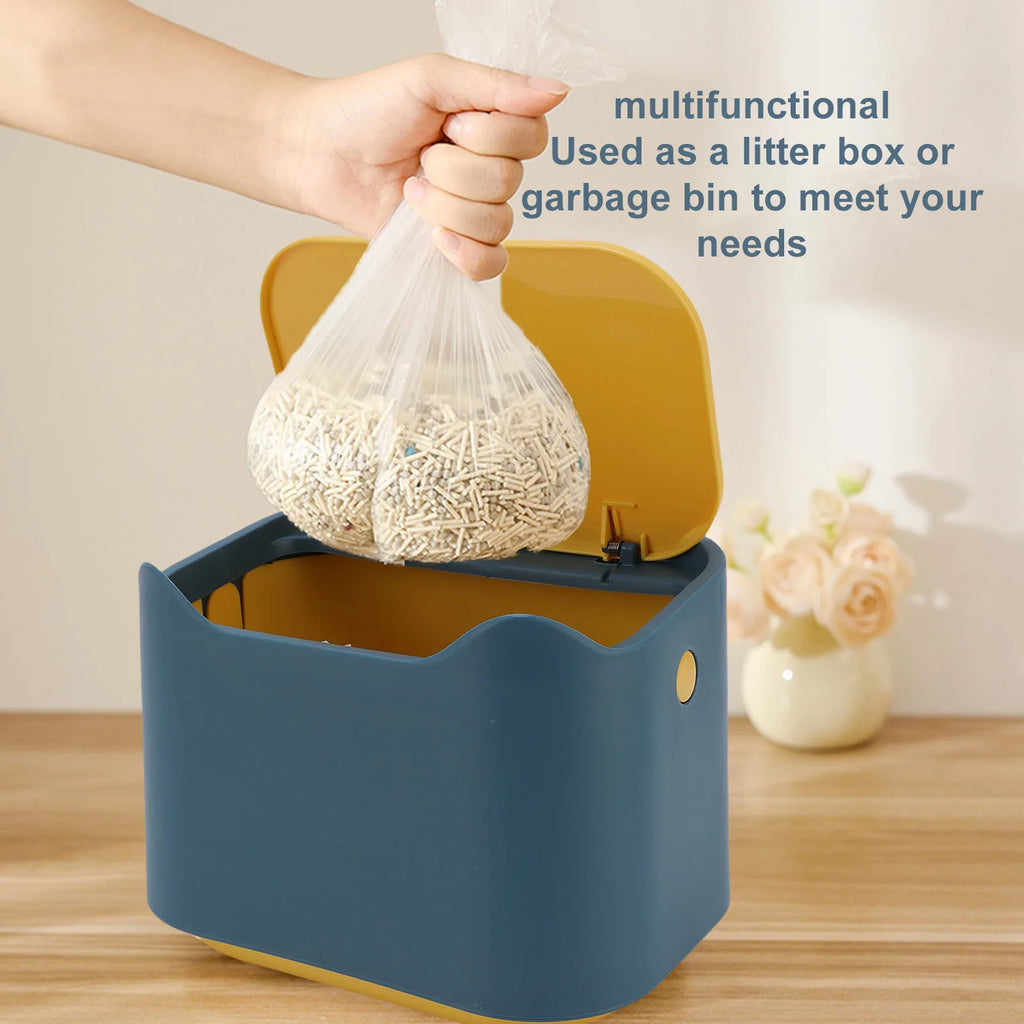 Cat Litter Trash Can Cat Litter Disposal Bin with Press Type Lid Multifunctional Cat Poop Garbage Container Bin for Home Zpaxo