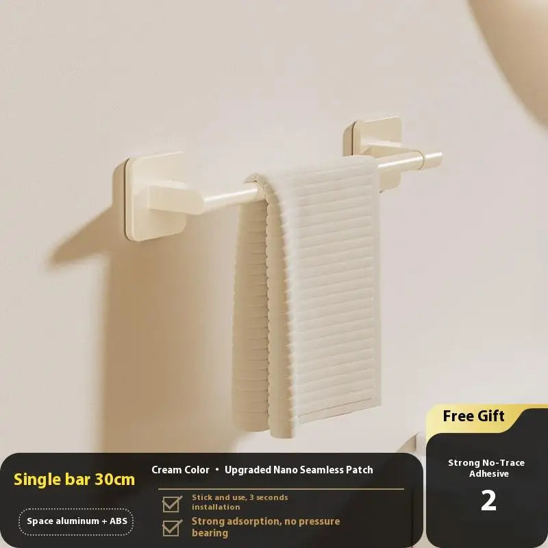 Non-drilling Towel Rack Double Layer Self Adhesive Bathroom Shower Zpaxo 1Layer White 30cm