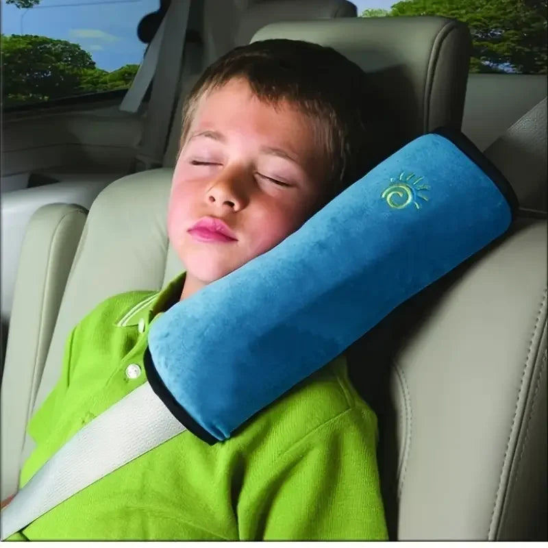 Kids Car Seat Shoulder Protector & Neck Pillow - Soft Velvet Cushion, Lightweight & Durable, Grey, Dry Clean Only Zpaxo