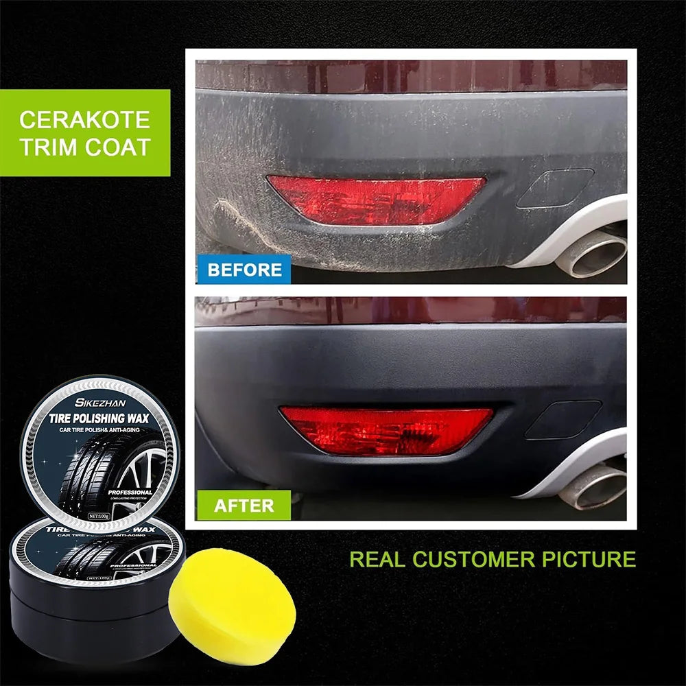 Tire Care Wax, Plastic and Rubber Repair Agents for All Car Models, Waterproof Maintenance and Cleaning Cream for External Gloss Zpaxo