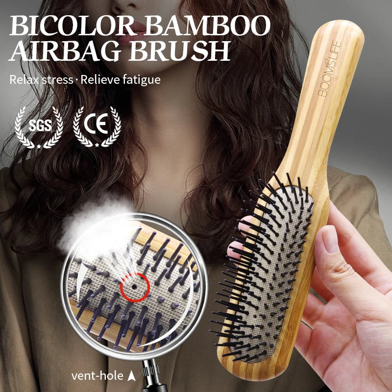 Custom Name Bamboo Hair Brush Women Mini Bamboo Comb Paddle Detangling HairBrush with Nylon Pins Wood Comb Brosse Cheveux Femme Zpaxo