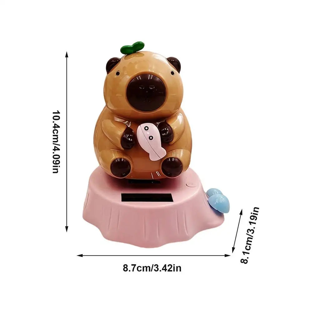 1PC Solar Powered Swinging Capybara Figurines Shaking Head Dashboard Dancing Figures Car Dashboard Decorative Ornaments ﻿ Zpaxo Blue