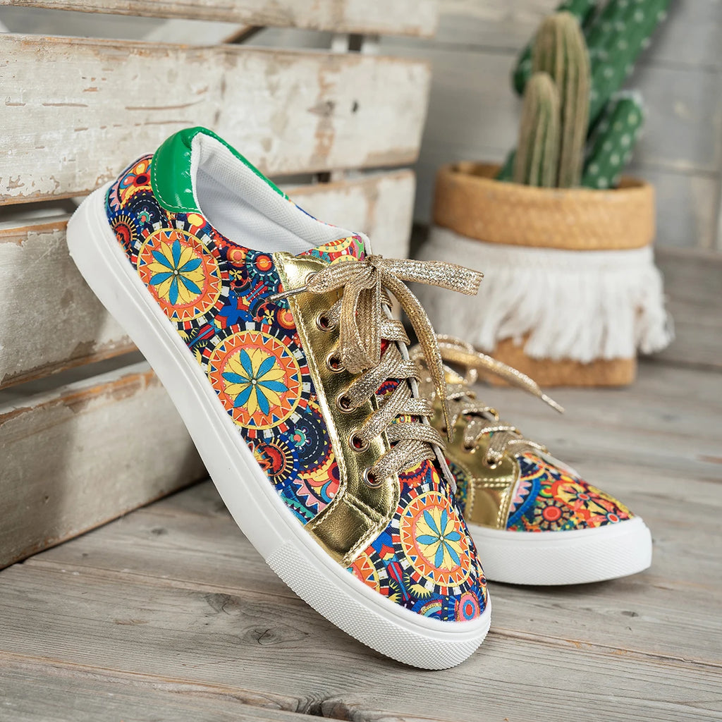 2024 Autumn New Women Fashion Printed Quality Low-Cut Flat Luxury Sneakers Women Comfortable Walking Shoes Zapatos De Mujer Zpaxo