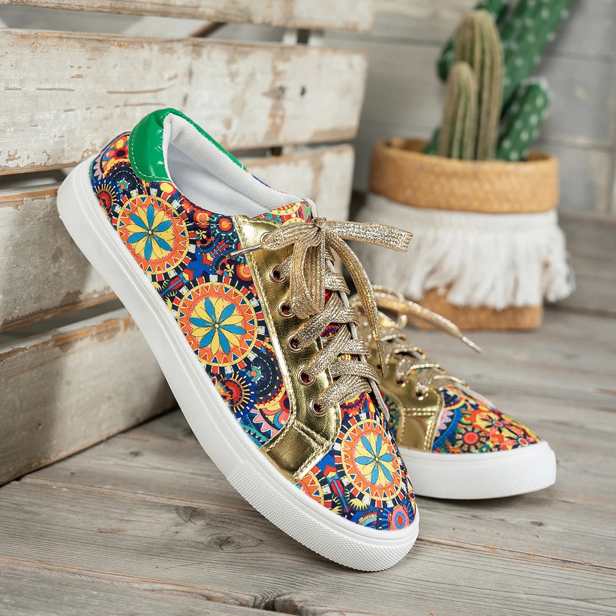 2024 Autumn New Women Fashion Printed Quality Low-Cut Flat Luxury Sneakers Women Comfortable Walking Shoes Zapatos De Mujer Zpaxo