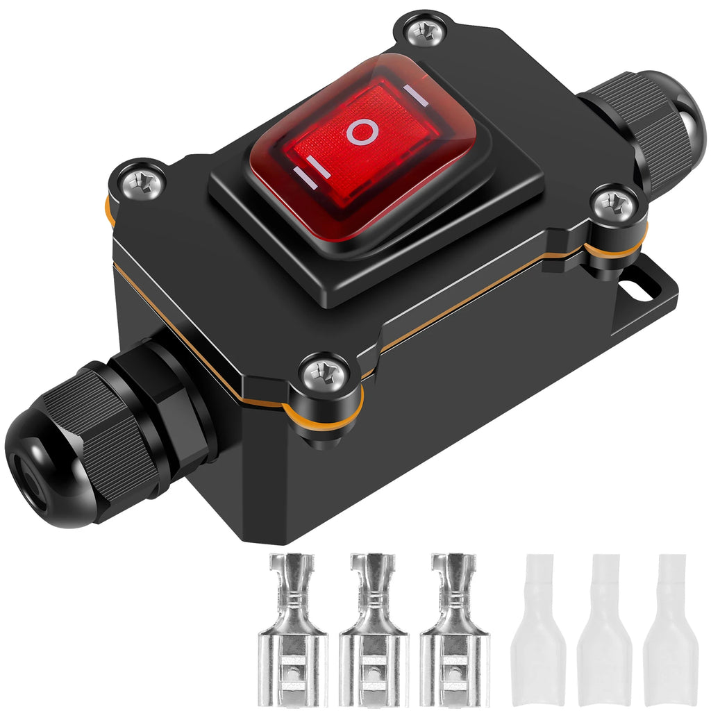 Inline Power Cord Switch Box 110V-220V 16A-20A Marine Rocker Off IP67