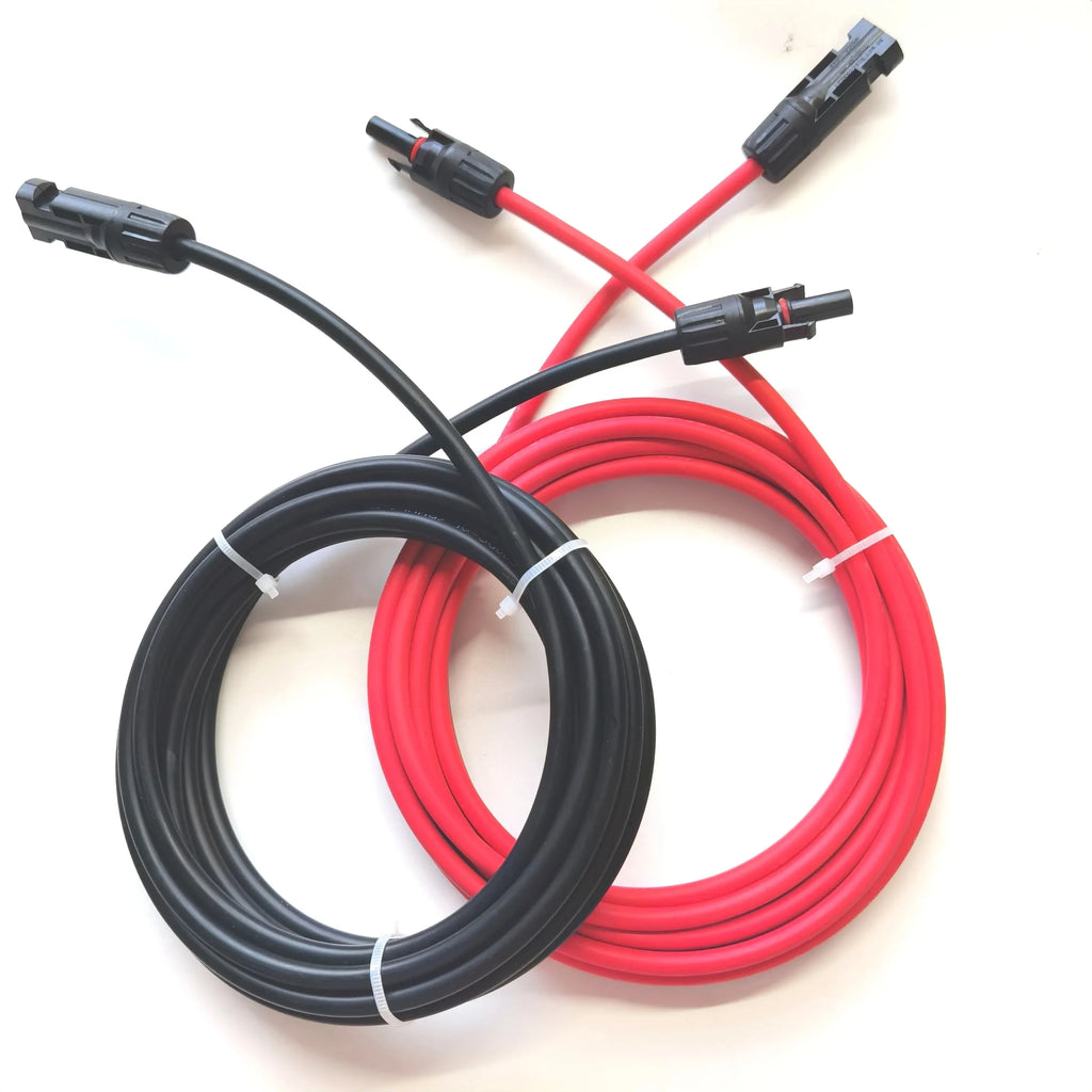 1 Pair Red and Black Double Ends Solar Extension Cable with Connector 2-10 Meters 4mm2/6mm2 Solar Panel Cable Photovoltaic Wire Zpaxo Red and Black 12 AWG-4mm2 1Pair 3m 118.11 inch