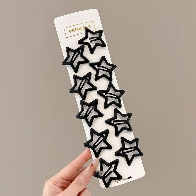 10 Matte Black Geometric Hair Pins Star Wave Square Shape Clips Daily Zpaxo A3