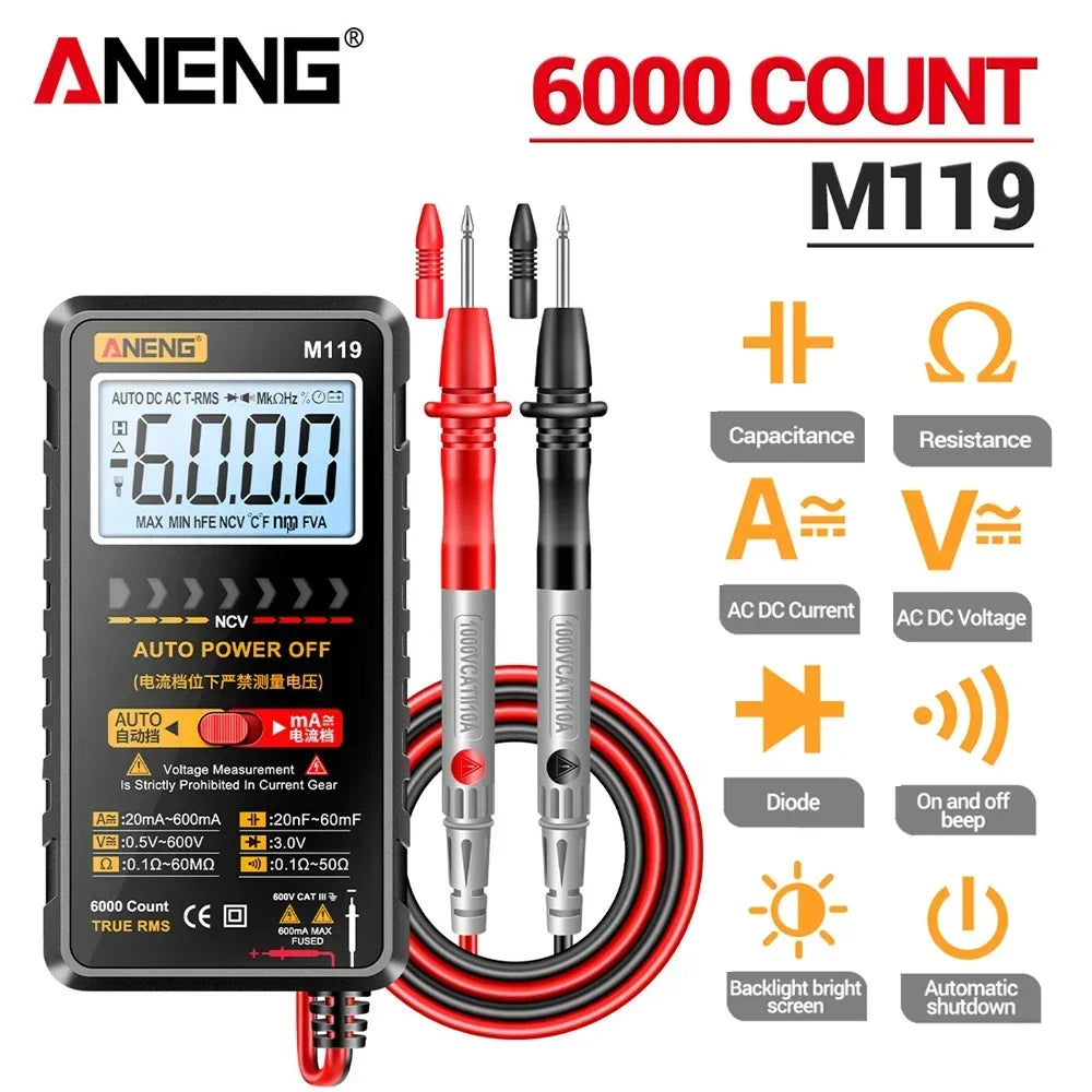 Digital Multimeter 6000 Transistor Capacitor Meterwith NCV Data Hold