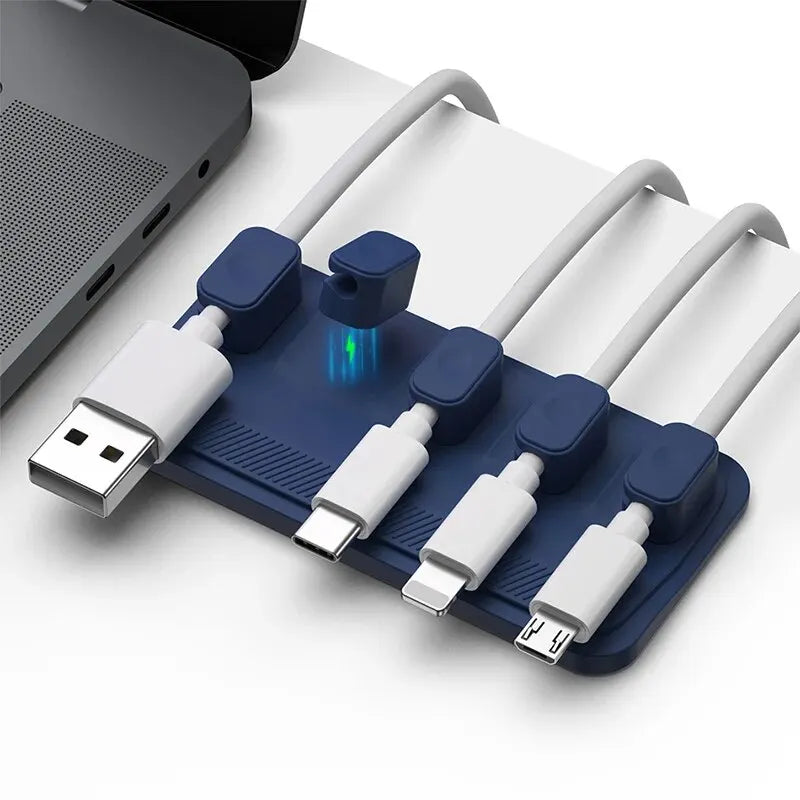 Magnetic Cable Management Holder Clips Desk Multipurpose Cord Keeper Zpaxo Blue