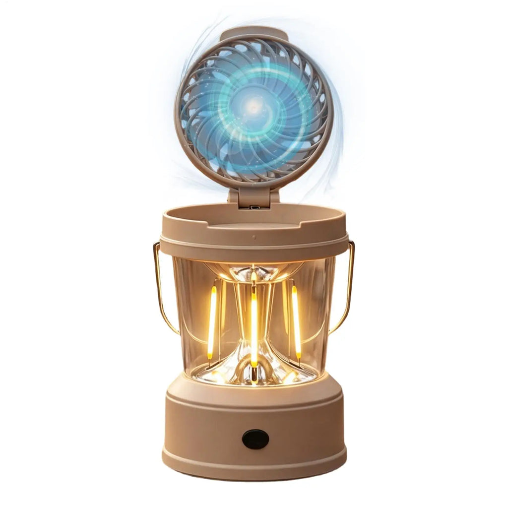 Camping Lantern Fan 2-in-1 Foldable Portable Brightness Electric Camp