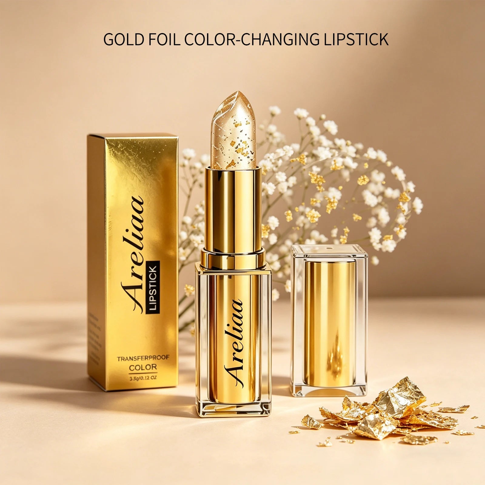 Gold Foil pH Color Changing Lip Balm | Moisturizing Lip Gloss Color Changing Lip Gloss Zpaxo