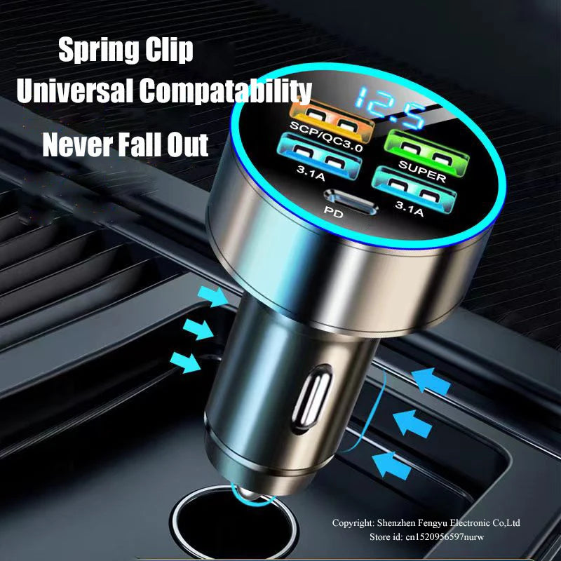 USB Car Charger C 150W 5 Port PD Fast Charging Adapter Iphone 13 Max