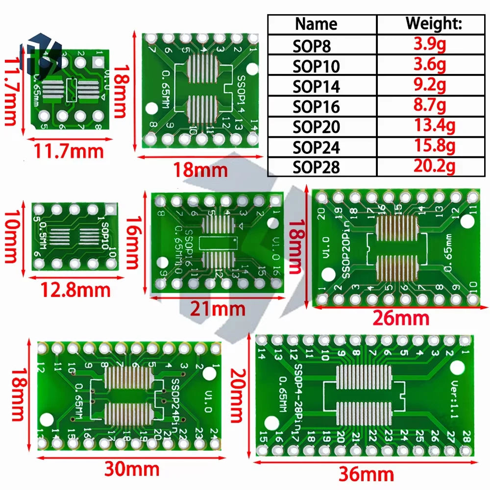 SMD DIP Adapter PCB Converts SOP MSOP SSOP TSSOP SOT23 8-28 Pins Zpaxo