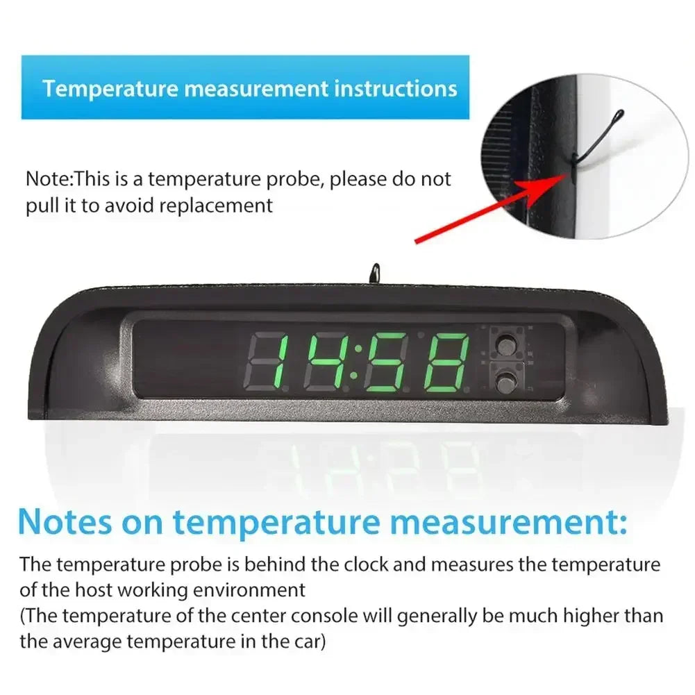 Solar Powered Digital Car Clock – Auto Brightness Stick-On