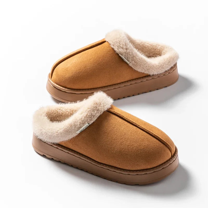 Women Fluffy Slippers Autumn Winter Indoor EVA Thick Sole Anti-slip Zpaxo 44-45 Khaki