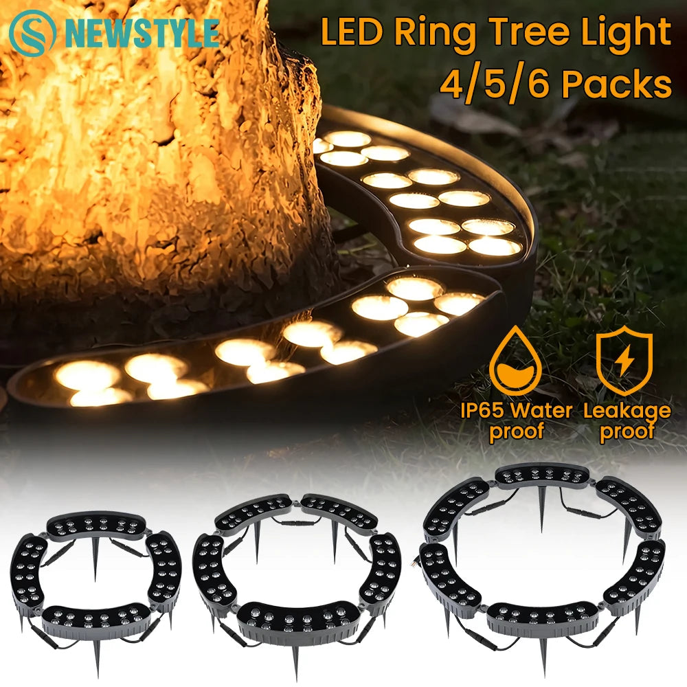 LED Outdoor Tree Hugging Lamp 220V IP65 Waterproof Holding Lighting Lamp Landscape Lighting Circular Tree Spotlight Warm Light Zpaxo