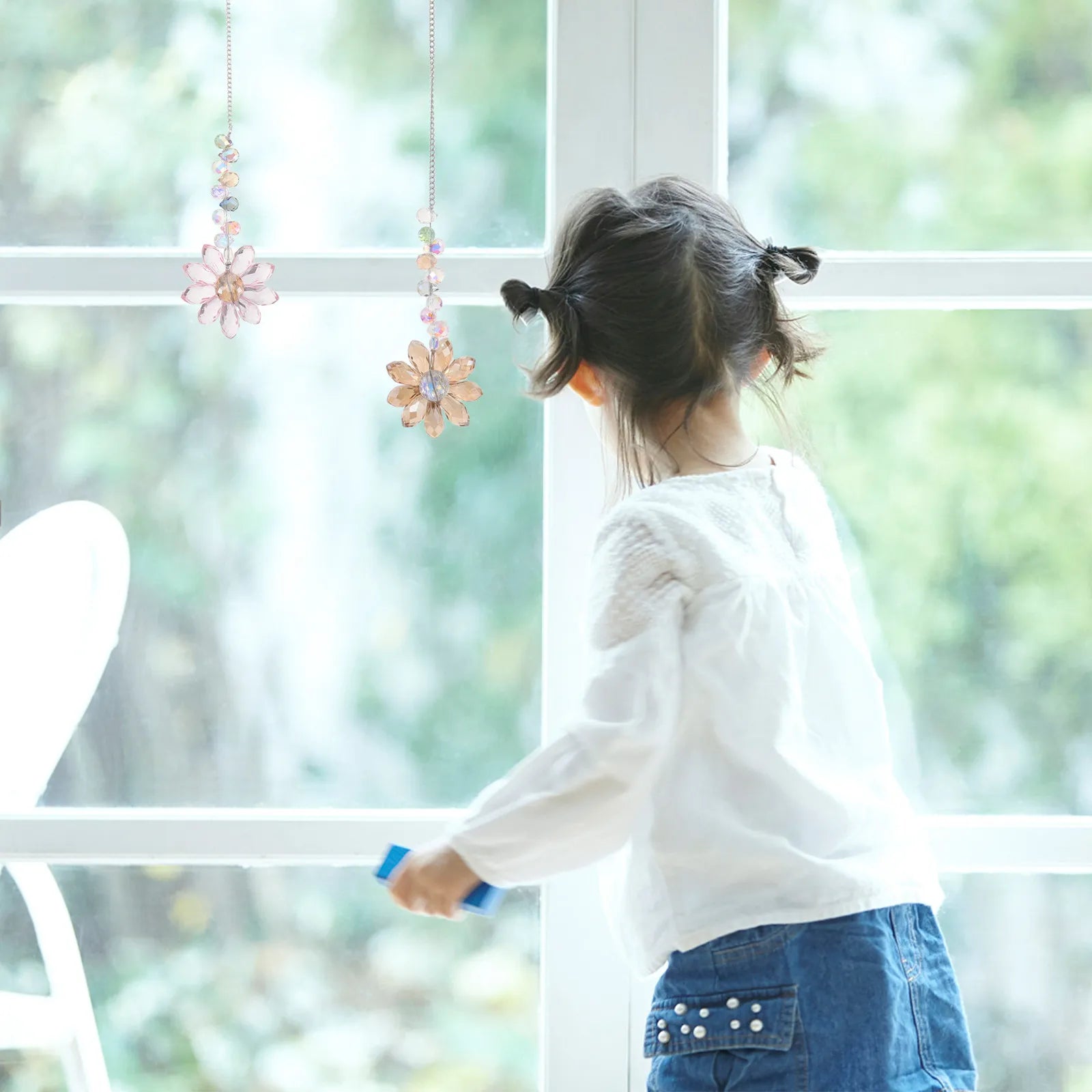 3Pcs Crystal Sunflower Hanging Suncatcher Rainbow Maker Window Garden Home Indoor Colorful Pendant Novelty Sun Catcher Zpaxo