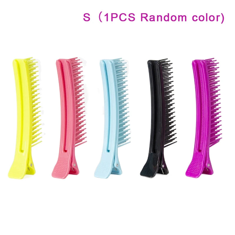 Professional Hair Grip Clamps Salon Hair Section Cutting Clips Comb Barber Dyeing Perm Hair Pins Home DIY Barrette Hair Styling Zpaxo S-1pc random color