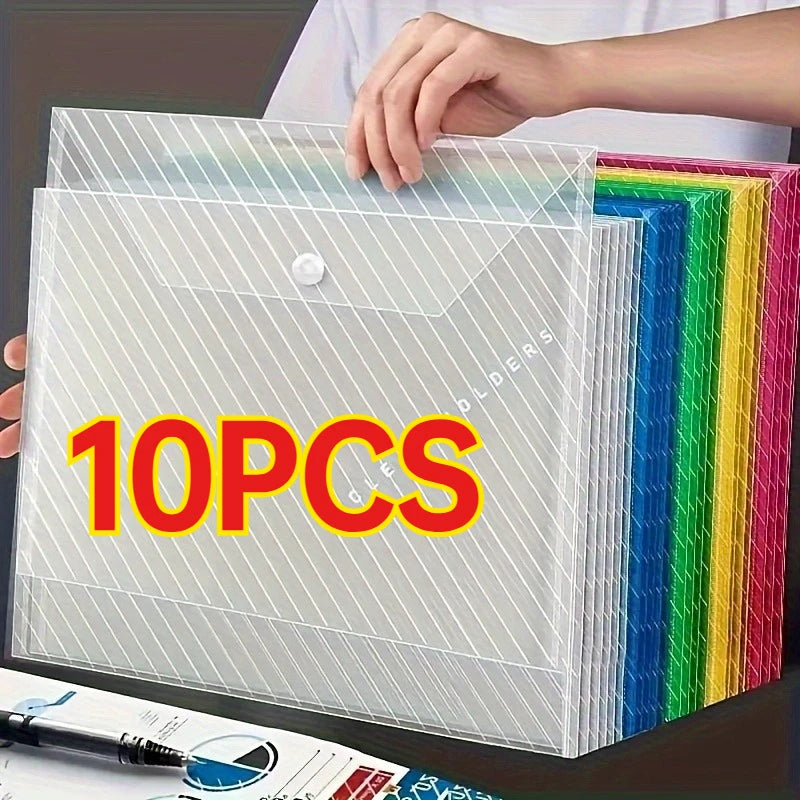 10-Pack Folding File Bags Button Closure – Office & School File Bag Organizer Zpaxo Random 10pcs