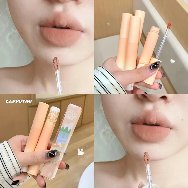 Pumpkin Apricot Lip Mud Matte Velvet Cream Smooth Texture Lipstick