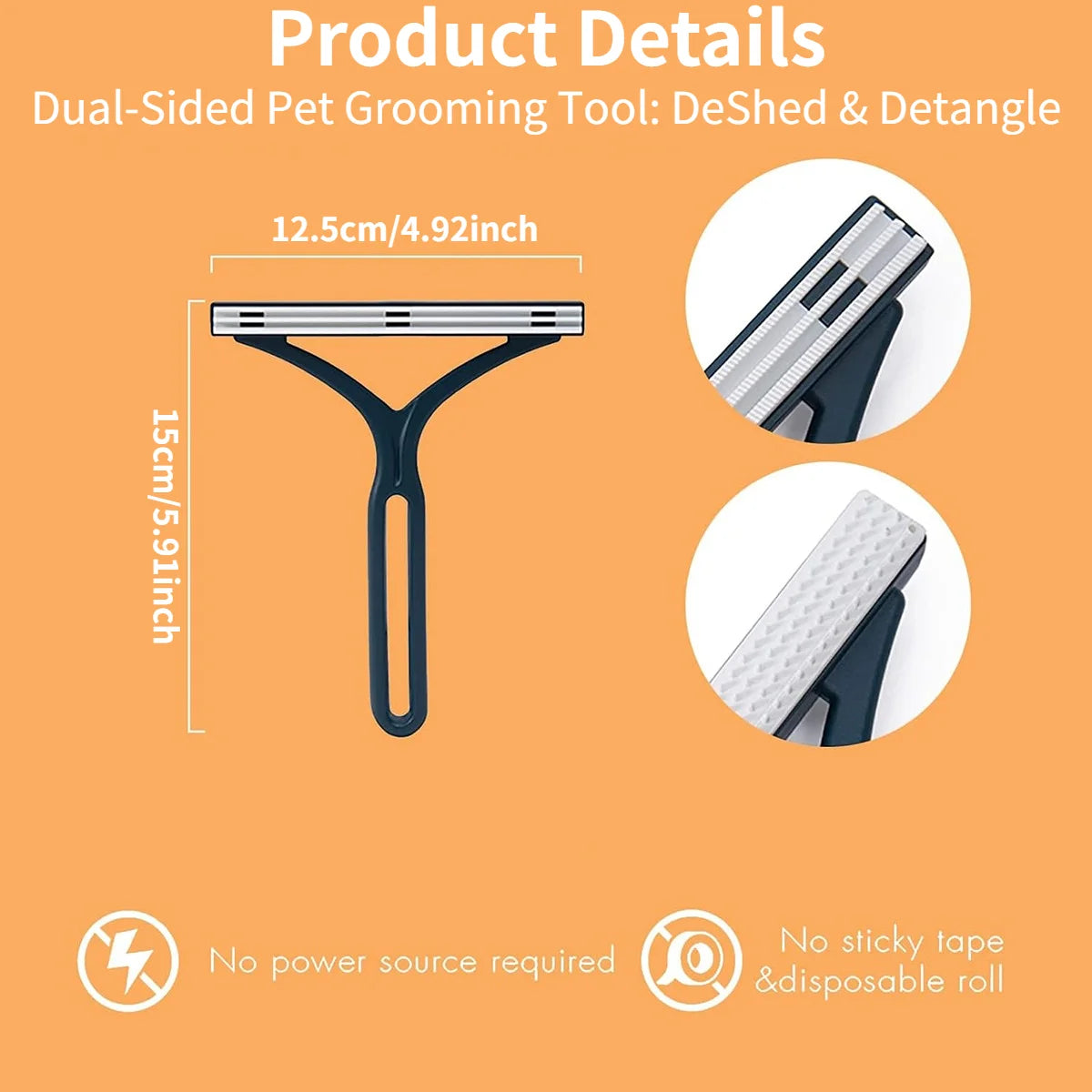 2-in-1 Pet Hair Remover Scraper & Brush – No Refills Needed