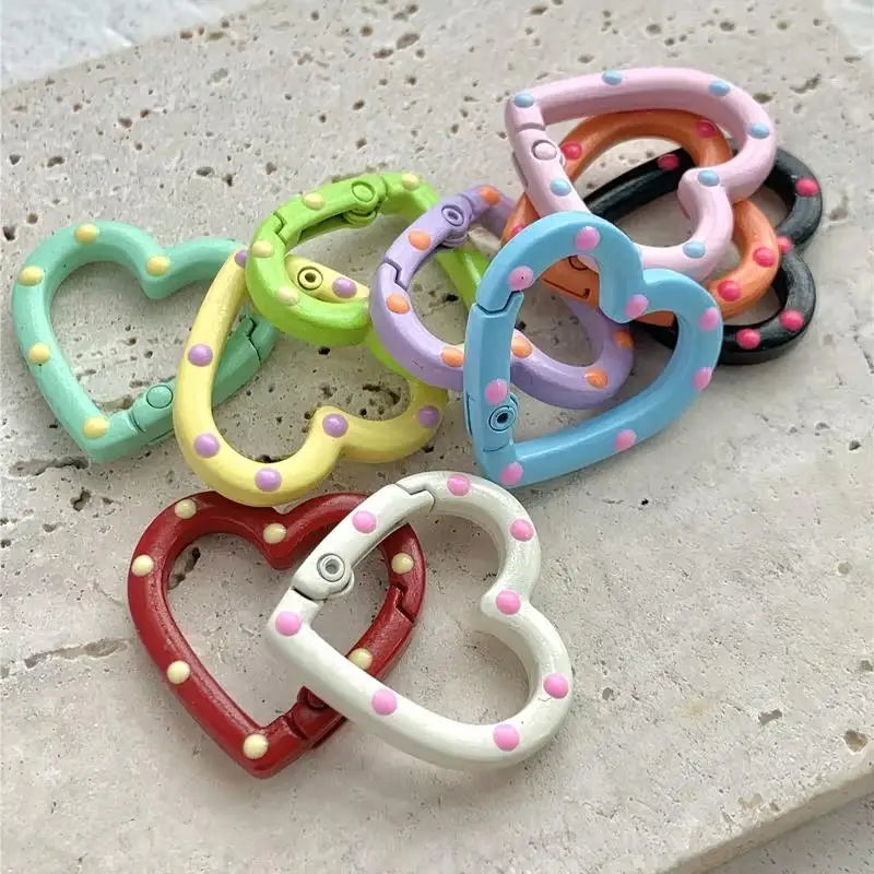2/5pcs random Heart-Shaped Keychain with Spring Clip – Vibrant Alloy DIY Jewelry & Bag Charm by NADD VILLAGE Zpaxo