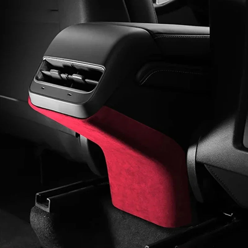 Car Rear Air Condition Vent Outlet Cover For Tesla Model 3/Y Interior Alcan tara Auto Back Exhaust Vent Decorative Sheath Shell Zpaxo B Red
