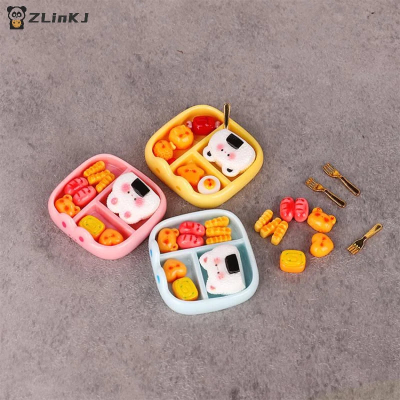 ▶Children's Pretend Play Toy Miniature Simulation Rice Ball Meal Playset DIY Decor Realistic Portable Bento Food Model Zpaxo