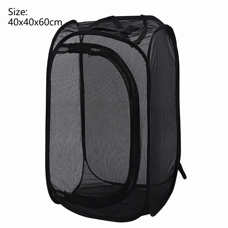 Outdoor Folding Insect Breeding Cage Butterfly Cage Hatchable Mesh Breathable Light Transmitting Insect Observation Box Cage Zpaxo BlackEdgeBlackNet M