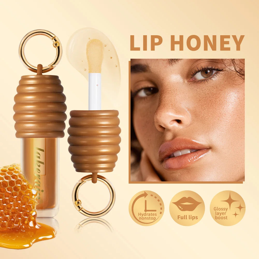 Lip Honey Lip Oil Plumper Lip Balm Hydration Not Sticky Long Lasting Moisturized Smooth Nourishing Bag Clip Ring Cosmetics Zpaxo