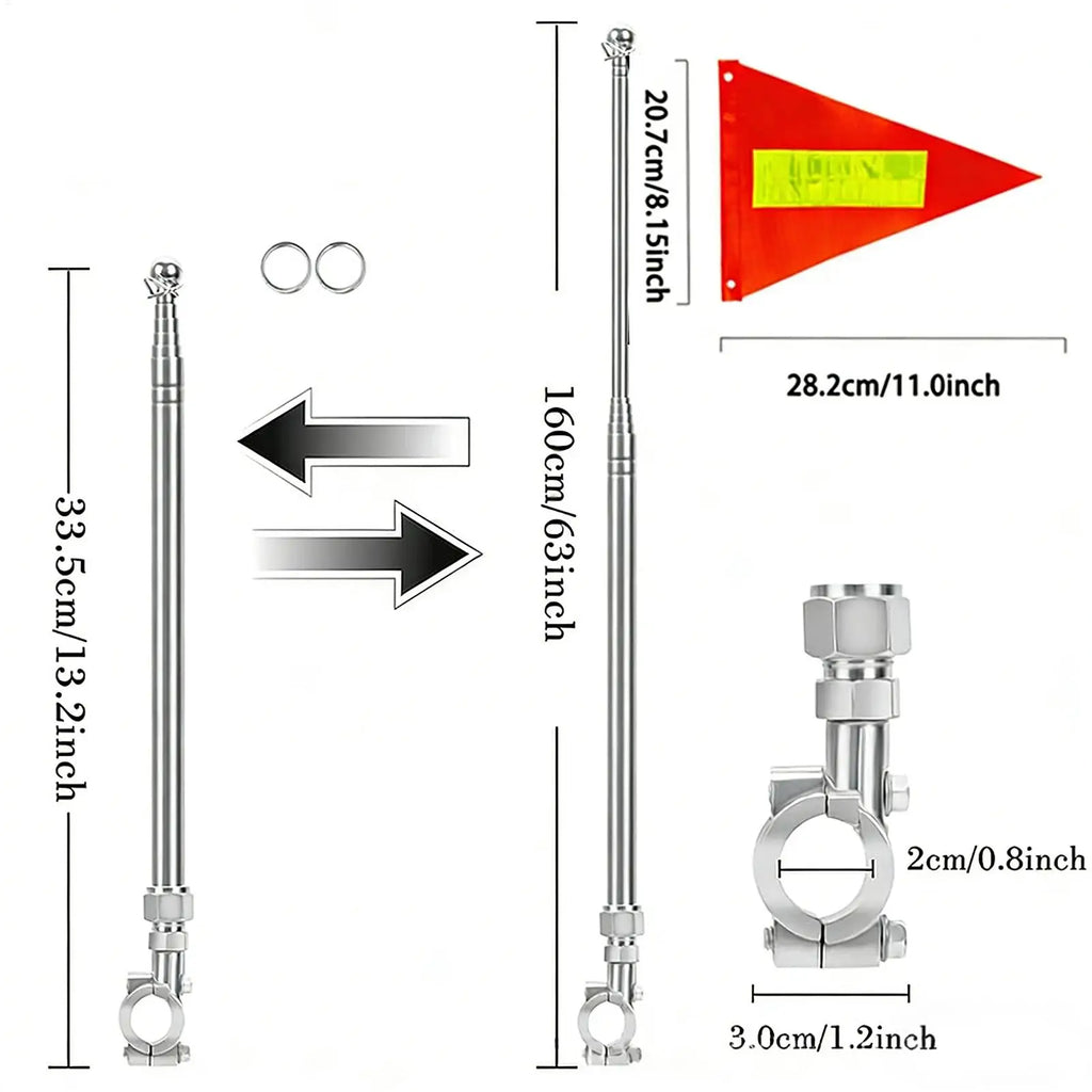Bike Flag Tear-resistant Waterproof Retractable Pennant Reflective