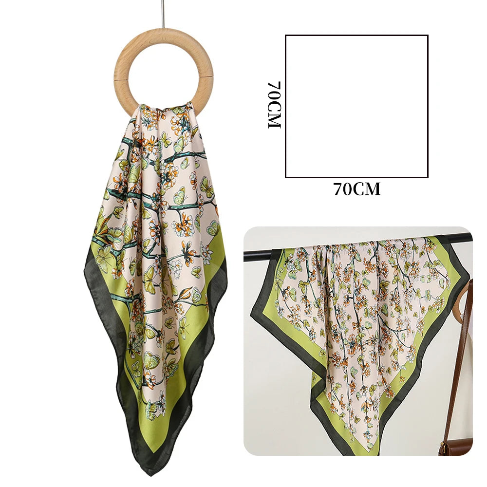 Fashion 70*70cm Hair Scarf Bohemia Style Floral Silk Scarf Sun Protection Female Foulard Square Scarf Women Zpaxo