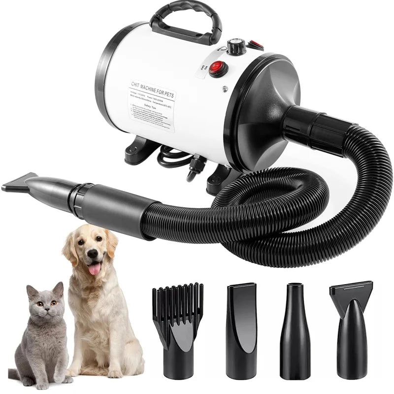 2800W Pet Dog Hair Dryer Blower – High-Power Low-Noise Grooming Pet Hair Dryer Zpaxo EU-White