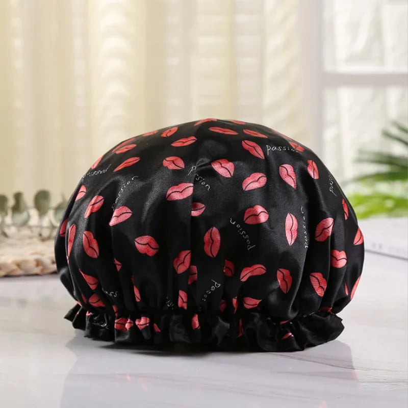 1Pc Thick Waterproof Bath Hat Double Layer Shower Hair Cover Women Supplies Shower Cap Bathroom silk bonnet Satin Bonnets wrap Zpaxo 1