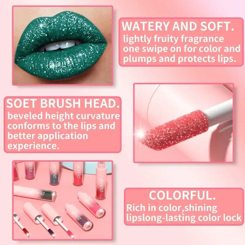 18 Colors Diamond Gloss Lipstick Matte Pearly Shimmer Sparkling Lip