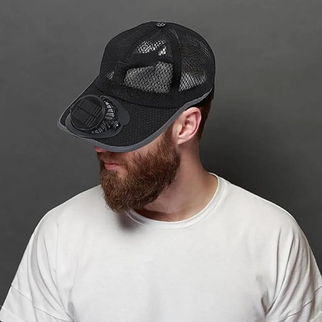 Solar Cooling Fan Baseball Caps 3 Speed USB Breathable Wide Brim Sun