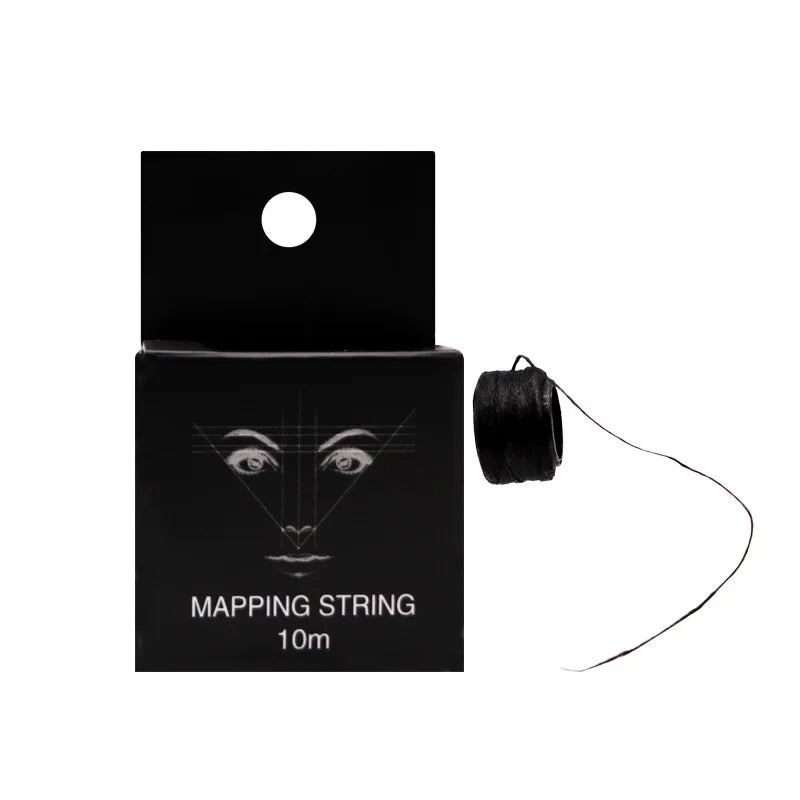 5 Colors Tattoo Thread Eyebrow Marker Thread Tattoo Brows Ruler Auxiliary Line Drawing With Ink Positioning Mapping Line Box Zpaxo Black-Black 1Pc
