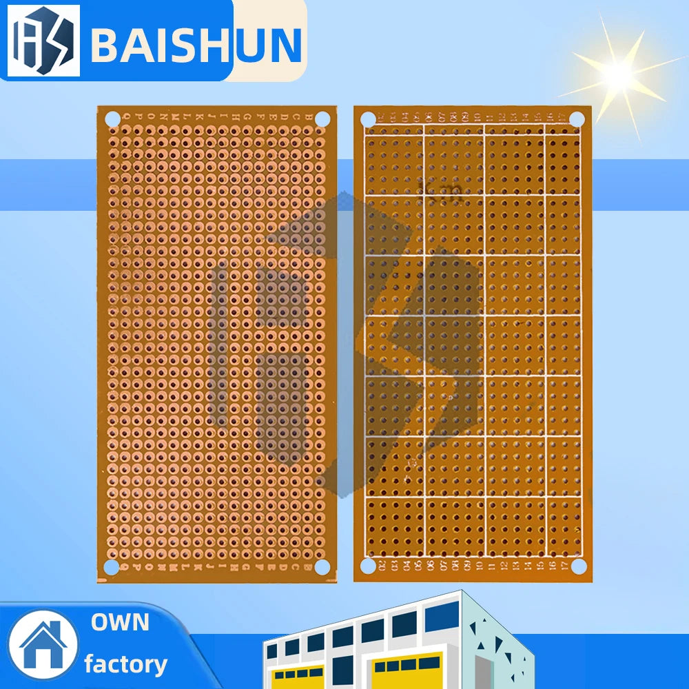 ‌"5x10cm 1.6mm FR4 Single-Sided Prototyping Board – Universal Tinned Copper-Clad PCB with Pre-Drilled Perforations Zpaxo Default Title