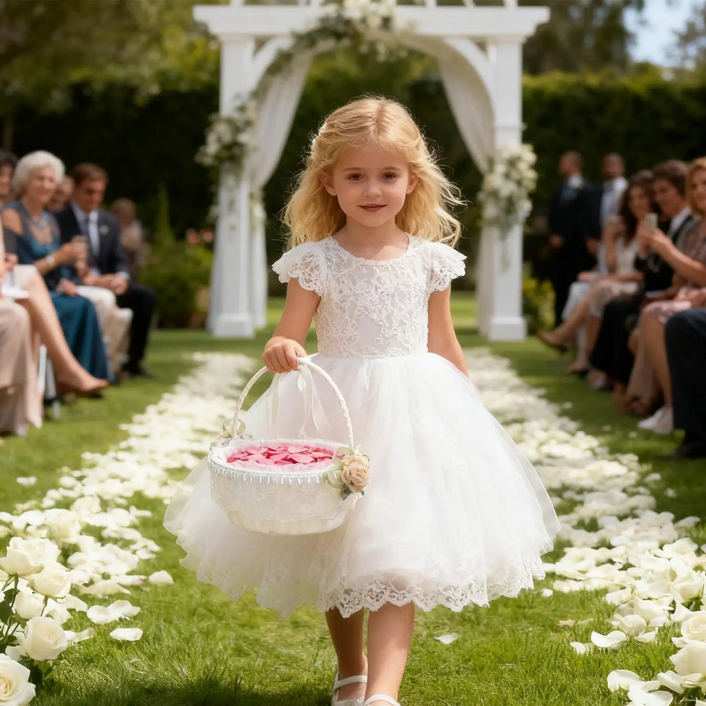 Flower Girl Basket Romantic Foldable Handle Organizer Small Wedding