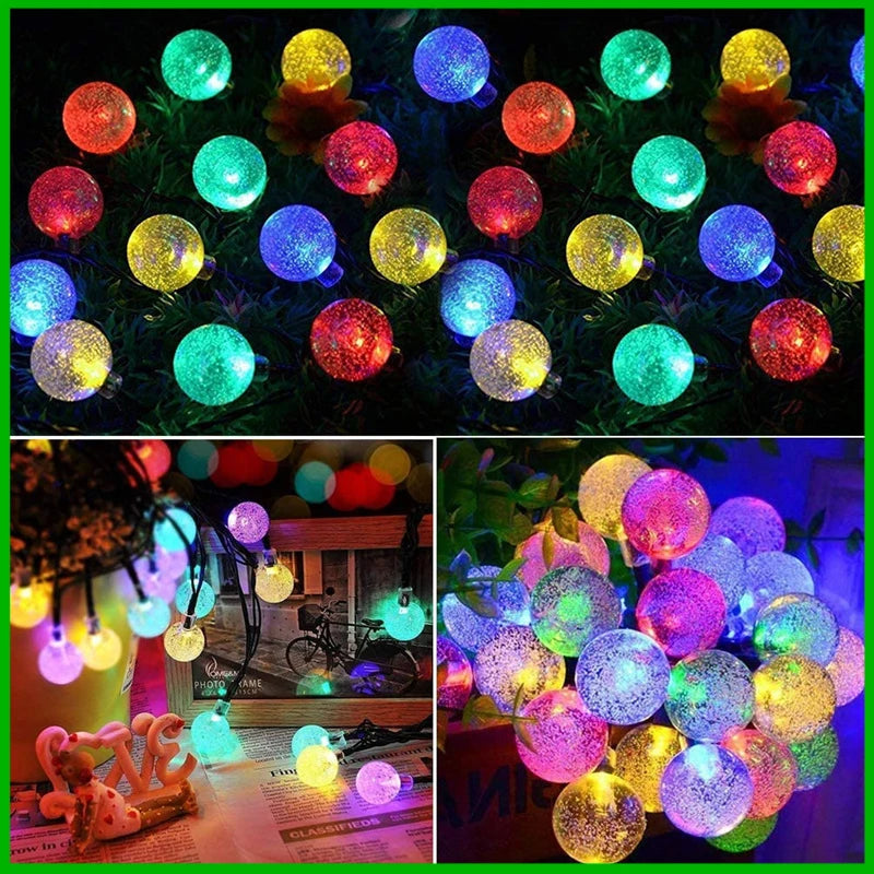 Solar String Lights Waterproof Lighting 8 Modes Crystal Led Lamp Zpaxo