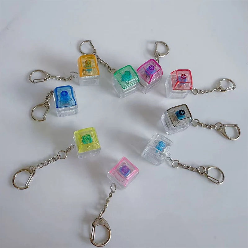 Unique Clear LED Mechanical Keyboard Keychain Miniature Stress Relief Zpaxo